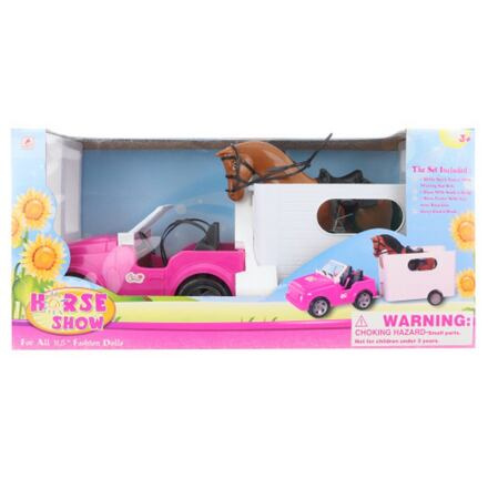 LAMPS Auto pro panenky Barbie s přívěsem a koněm