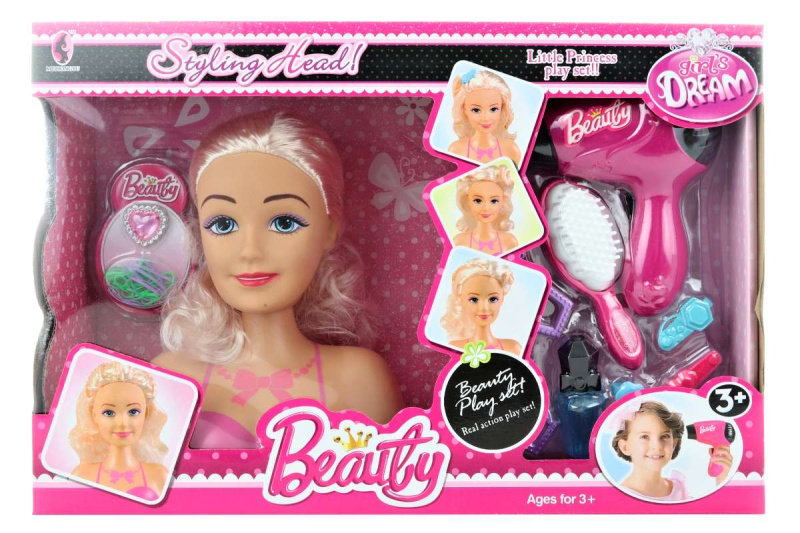 Dětská sada krásy s česací hlavou a fénem na baterie