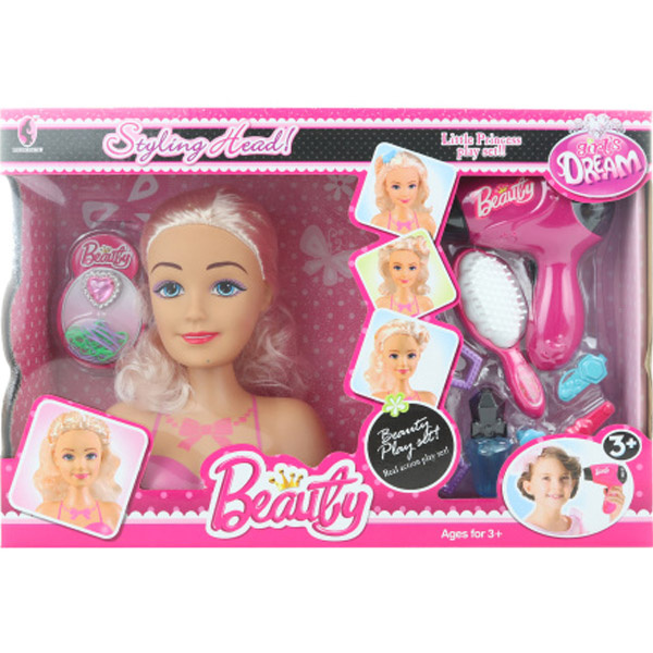 Dětská sada krásy s česací hlavou a fénem na baterie