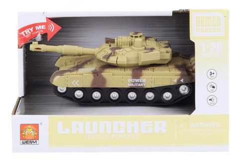 Tank béžový na baterie se světly a zvuky