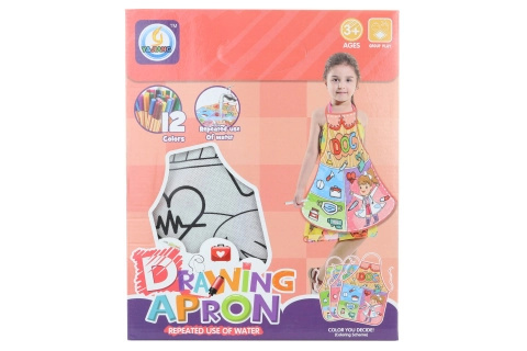 Malovací zástěra pro děti s omyvatelným povrchem a 12 fixy