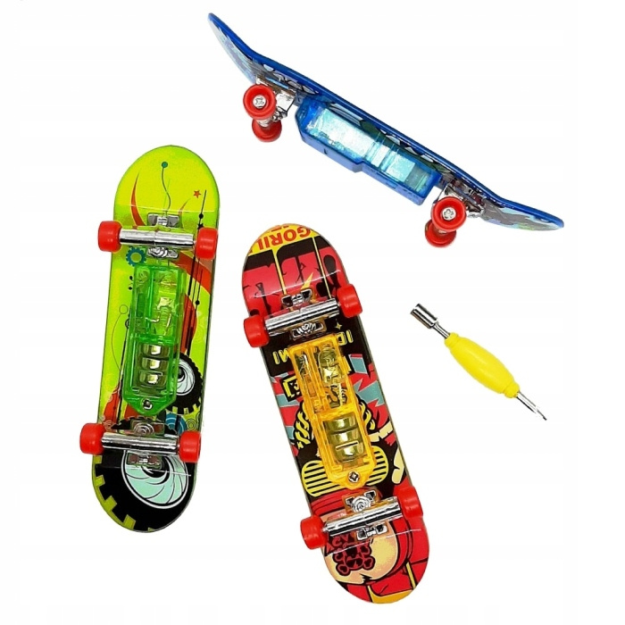 Sada prstových skateboardů se světlem, 3 ks