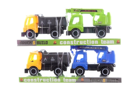 Sada stavebních aut s nakladačem a jeřábem