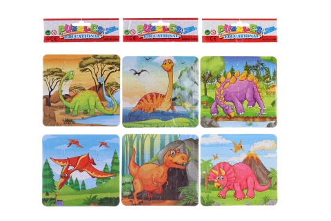 Puzzle a omalovánky 2v1 – dinosauři, 2×16 dílků, 3 varianty