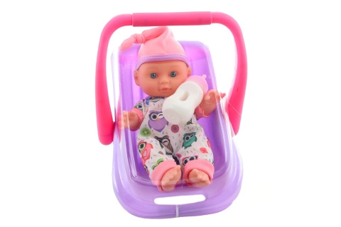 Panenka miminko v autosedačce 22 cm s lahvičkou