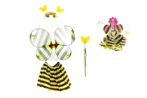 Dětská sada kostýmu včelka s křídly, sukýnkou a doplňky