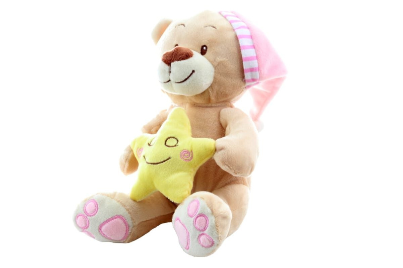 Plyš medvídek s hvězdičkou růžový 23 cm