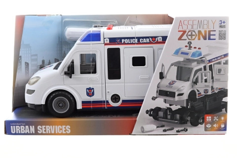 Šroubovací policejní auto na baterie s efekty a setrvačníkem