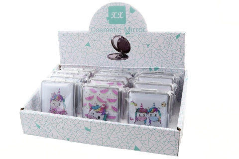 Přesýpací kapesní zrcátko s jednorožci