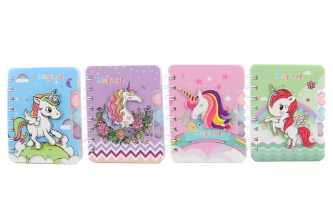Spirálový zápisník s jednorožcem – mini pastelový