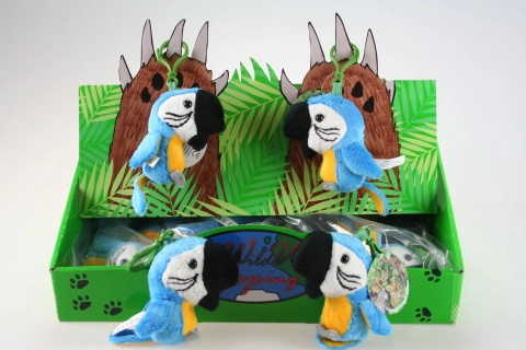 Plyšový modrý papoušek klíčenka 9 cm