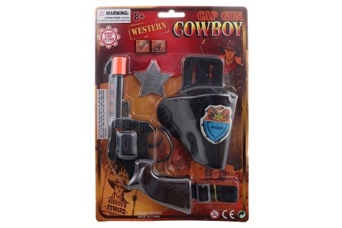 Dětská pistole na kapsle s pouzdrem a odznakem