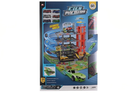 Velká plastová garáž s kobercem a autíčky