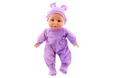 Mluvící panenka miminko 30 cm – fialový obleček