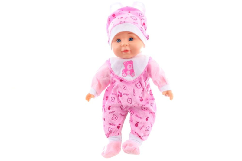 Miminko se zvuky 30 cm – růžový obleček