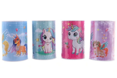 Kovová pokladnička s jednorožci