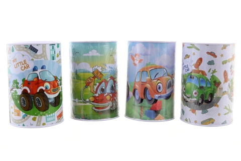 Kovová pokladnička veselá autíčka