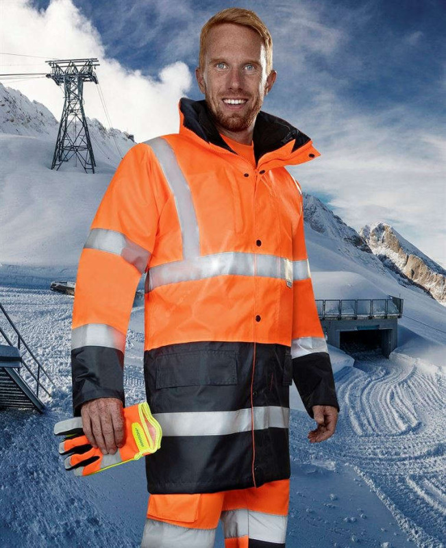 Bunda HI-VIZ 4v1, oranžová + modrá vel.S