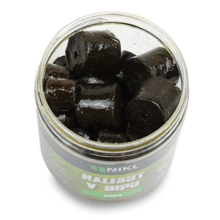 Nikl pelety v dipu black halibut - 15+20 mm 250 g corn