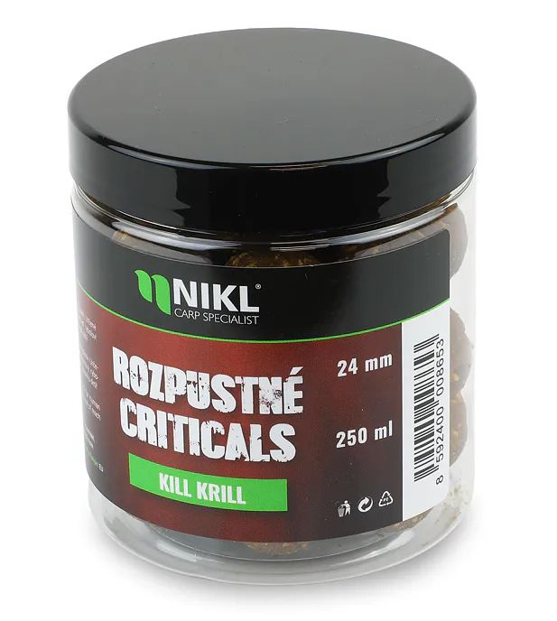Nikl rozpustné criticals boilie kill krill 250 ml - 18 mm