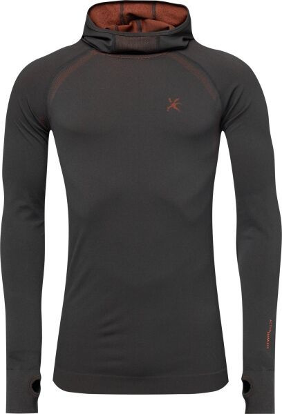 Pánský bezešvý pulovr s kapucí KLIMATEX Eliud Seamless tmavě šedá Velikost: XL/2XL