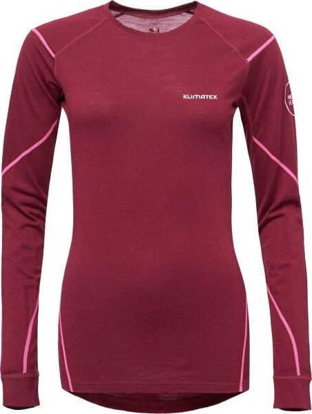 Dámské merino triko KLIMATEX Waal Merino vínová Velikost: XL