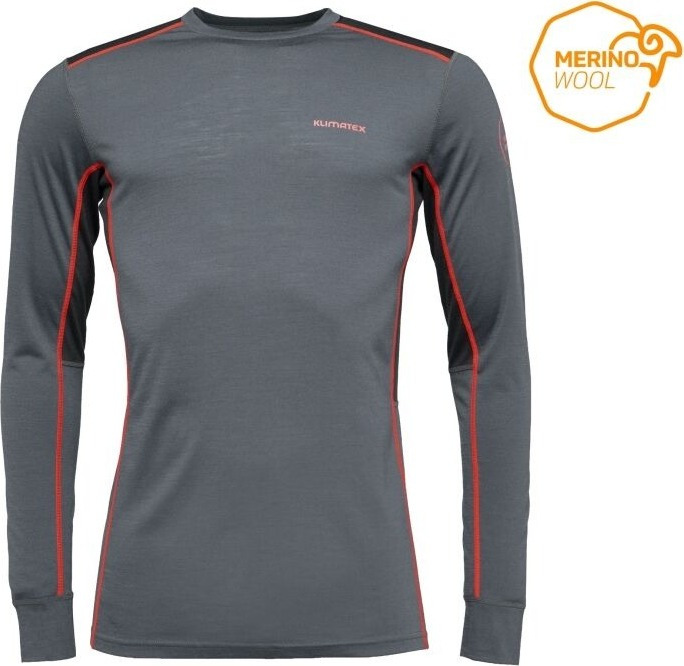 Pánské merino blend triko KLIMATEX Tasman šedá Velikost: M