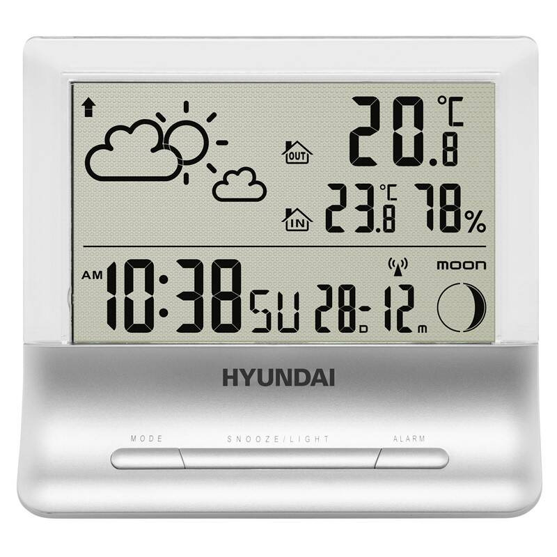 Meteorologická stanice Hyundai WS 2266 / průhledný displej / rozsah od -20 do +50 °C / dosah 30 m / stříbrná Varianta: ivi1