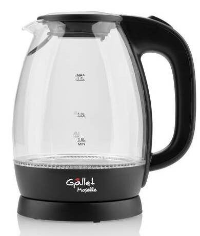 Rychlovarná konvice Gallet Moselle BOU786 / 2200 W / 1,7 l / sklo/plast / transparentní/černá Varianta: ivi1