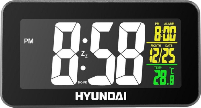 Digitální budík Hyundai AC 322 B / 12/24 h / datum/čas/teplota / černá Varianta: ivi1