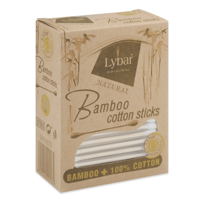 LYBAR Natural bamboo vatové tyčinky krabička 200 kusů