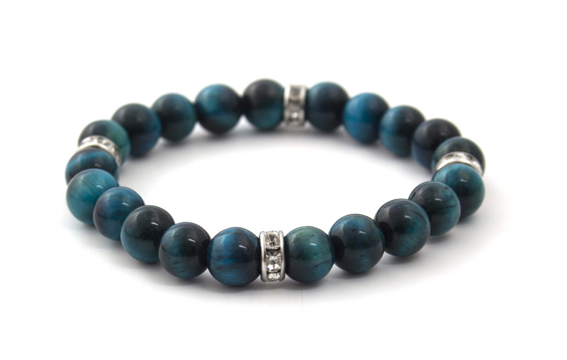 Agato Korálkový náramek z petrolejového tygřího oka MINK122/17 17 cm