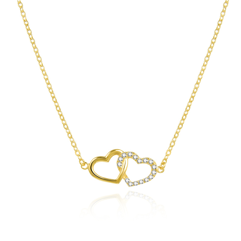 Agato Půvabný pozlacený náhrdelník se srdíčky AGS1499/47-GOLD