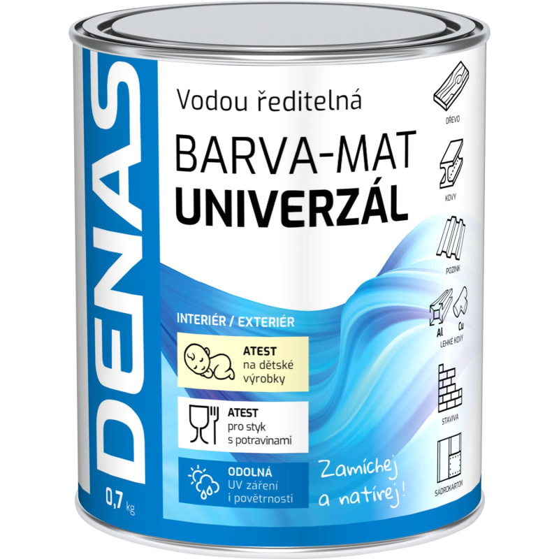 Denas Vrchní barva na dřevo, kov a beton Univerzál-mat, 0120 antracit, 700 g