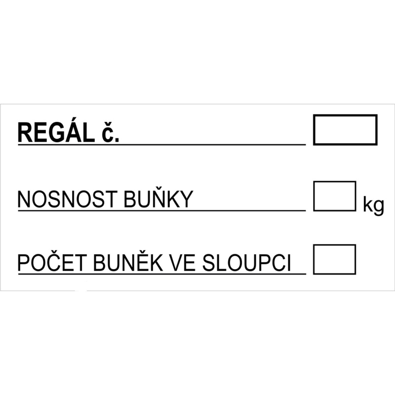 Tabulka Označení regálu 92 mm x 45 mm
