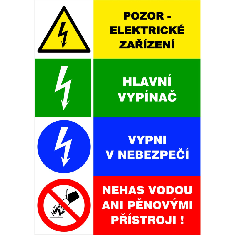 Pozor elektrické zařízení  - čtyřkombinace