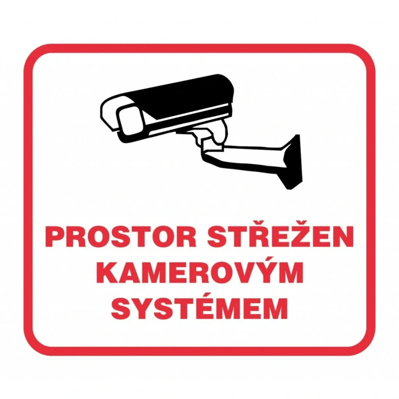 Prostor střežen kamerovým systémem 90x90 mm samolepka