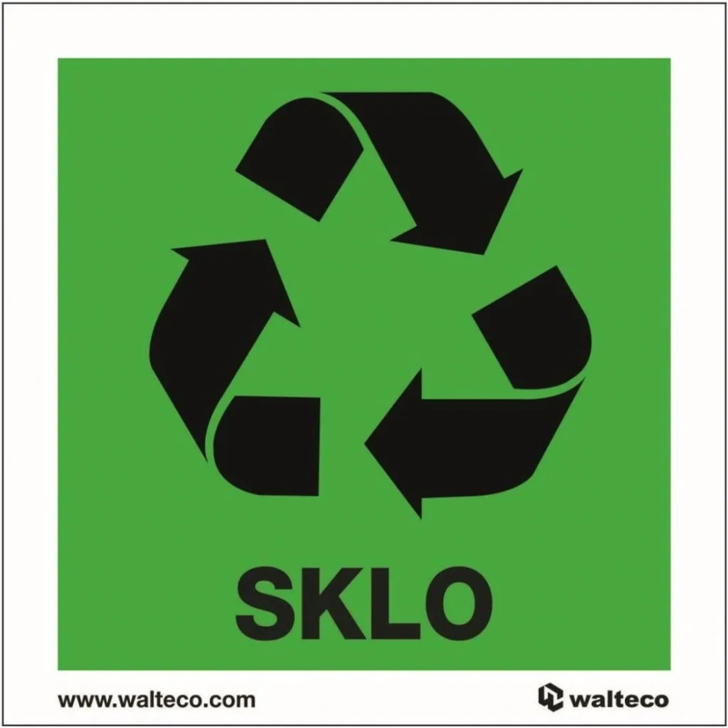 Recyklace - sklo 92x92 mm samolepka