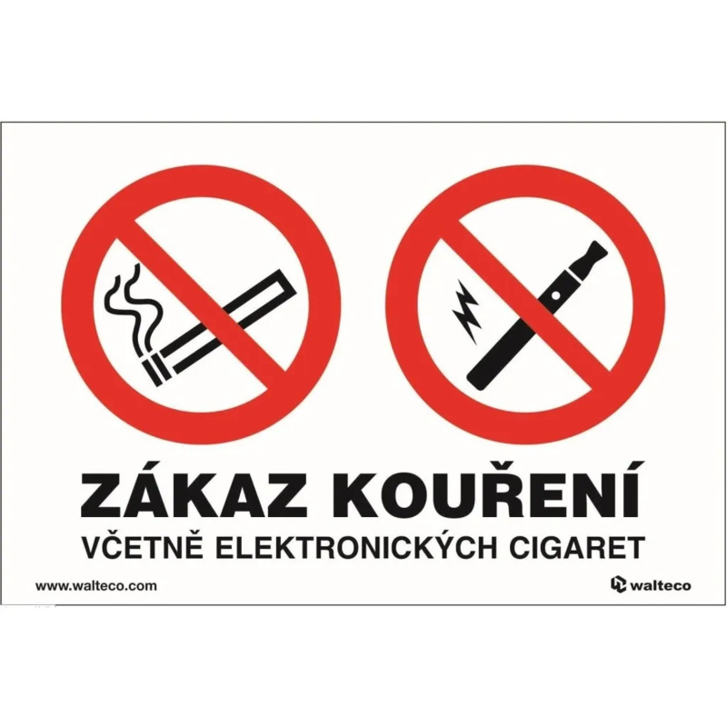 Zákaz kouření včetně elektronických cigaret 150x100 mm samolepka