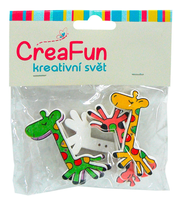 Dřevěné knoflíky žirafa 6 ks 50 × 27 mm