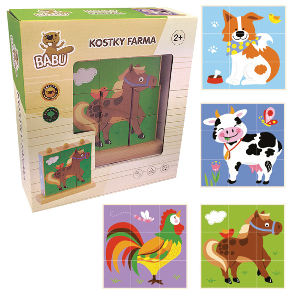 Kostky - zvířatka z farmy 9 ks