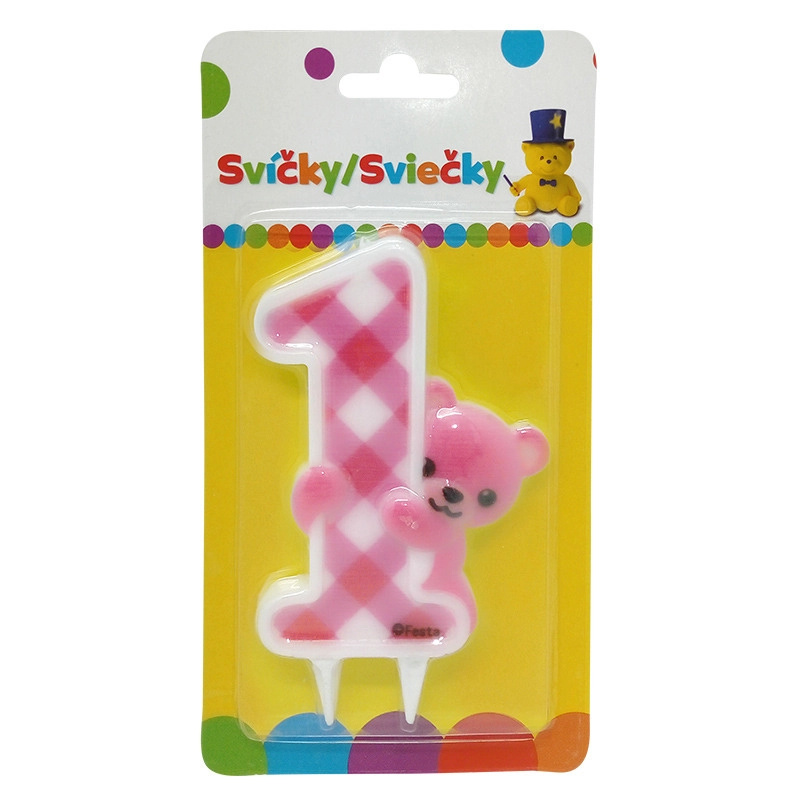 Svíčka Medvídek Jumbo pro Holčičky