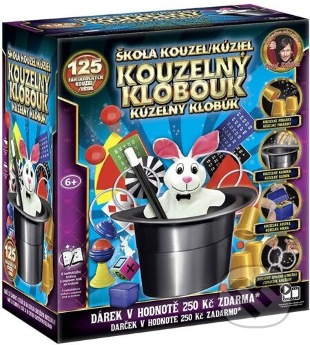 Škola kouzel - Kouzelný klobouk 125 triků + Dárek v hodnotě 250Kč