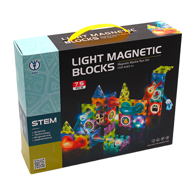 Kuličková dráha magnetická, svítící stavebnice 75 ks