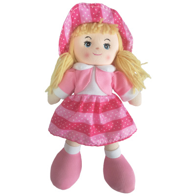 Panenka hadrová 50 cm růžové šatičky