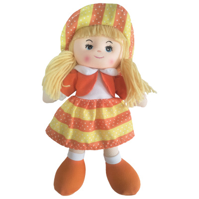 Panenka hadrová 60 cm oranžové šatičky