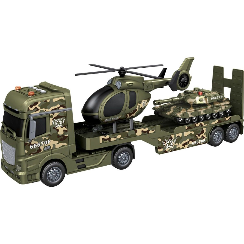 CITY SERVICE CAR - 1:12 Vojenský tahač s vrtulníkem a tankem