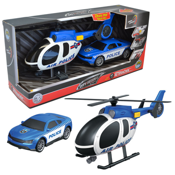 CITY SERVICE CAR - 1:14 Policie set vrtulník + auto