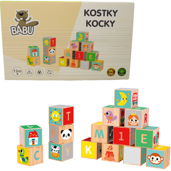 BABU - Dřevěné kostky Abeceda
