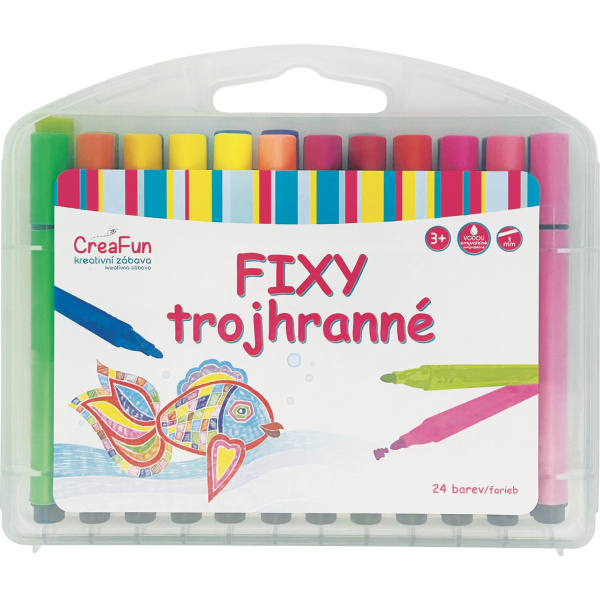 CreaFun - Fixy omyvatelné - trojhranné 24 barev